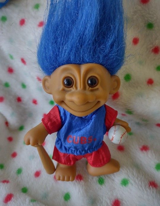 My Lucky Cubs Baseball Troll Doll - Blue Hair