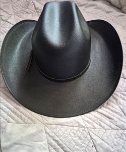 Madalais Black Cowboy Hat Size L Made in Mexico Western Hard Straw Wide Brim