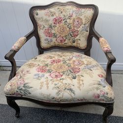 Vintage Antique French Fauteuil Arm Chair Floral Design 