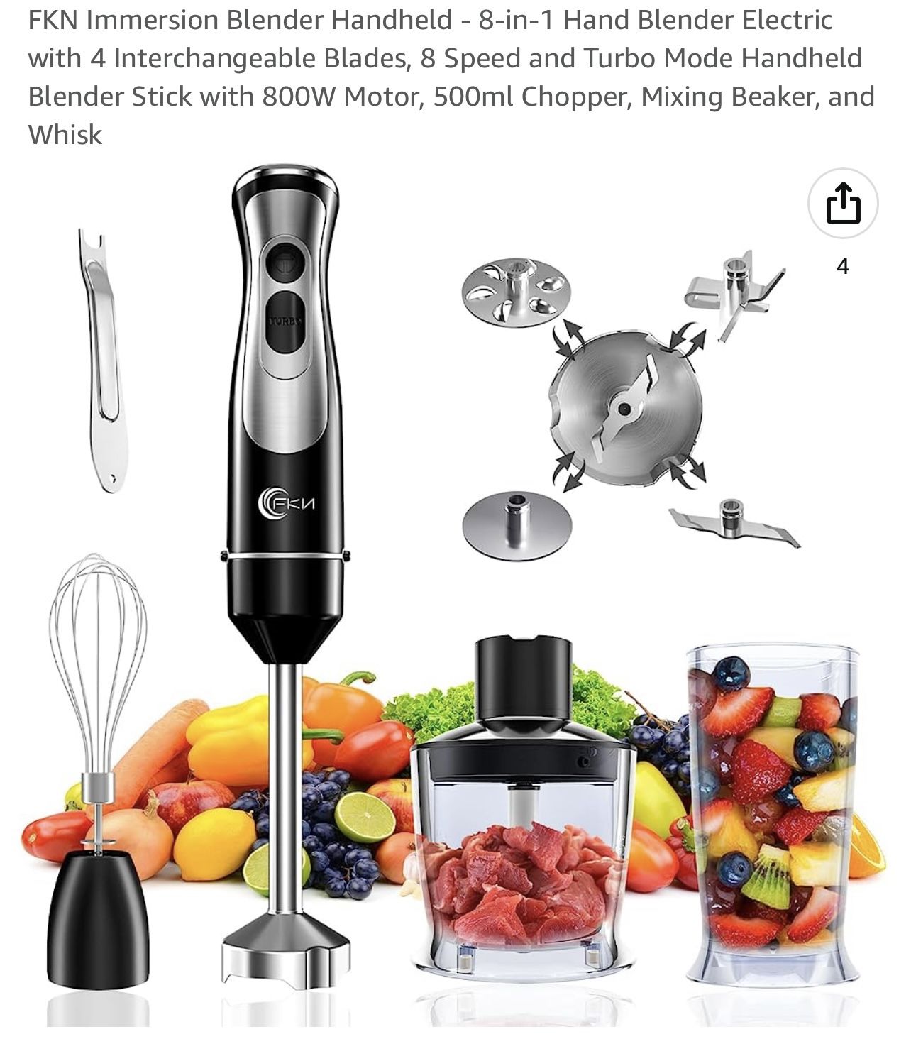 FKN Immersion Blender Handheld With Interchangeable, 57 OFF