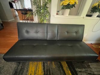 Black Faux Leather Futon Sofa Bed