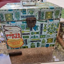Vintage Lithograph Porta Personal File Metal Lock Box..No Key..