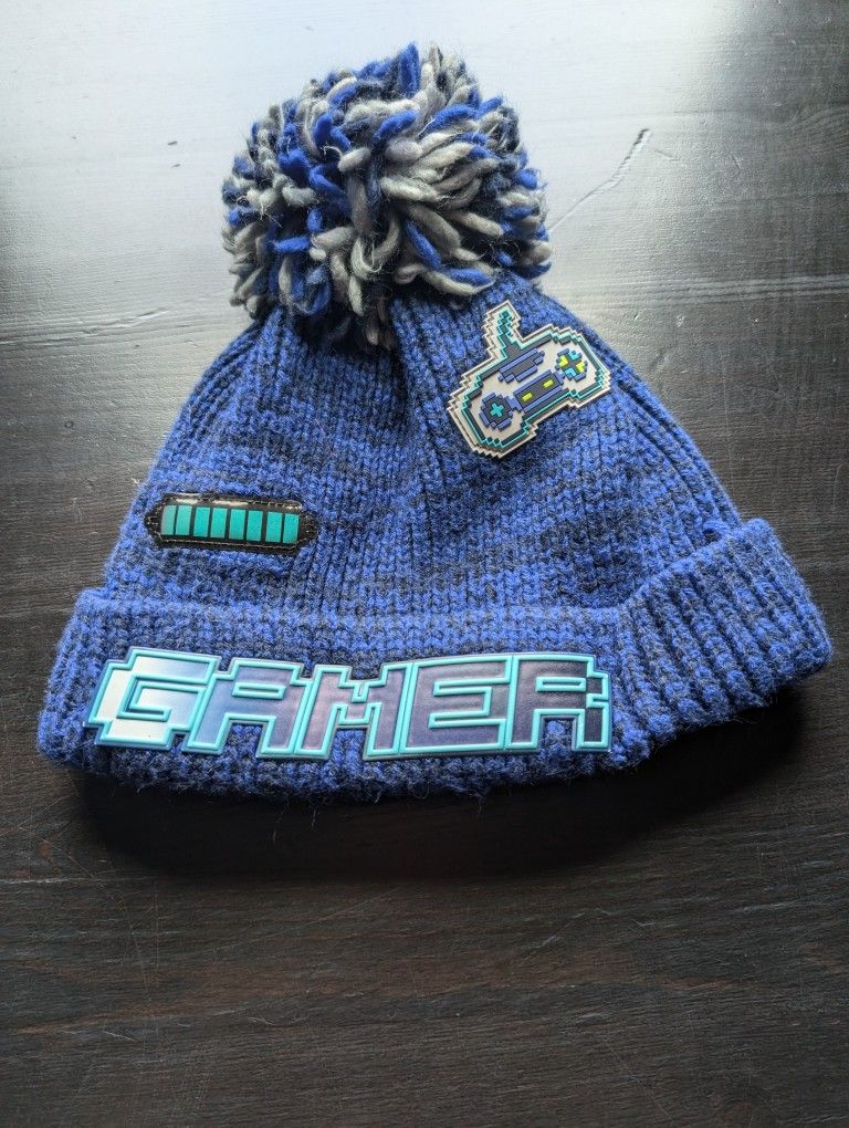 kids video game pompom hat