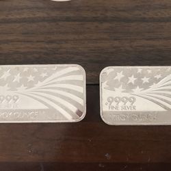 2 Silver Bars  1oz Each 