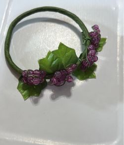 Vintage Mini Beaded Grape Candle Ring - 2.5 Inch