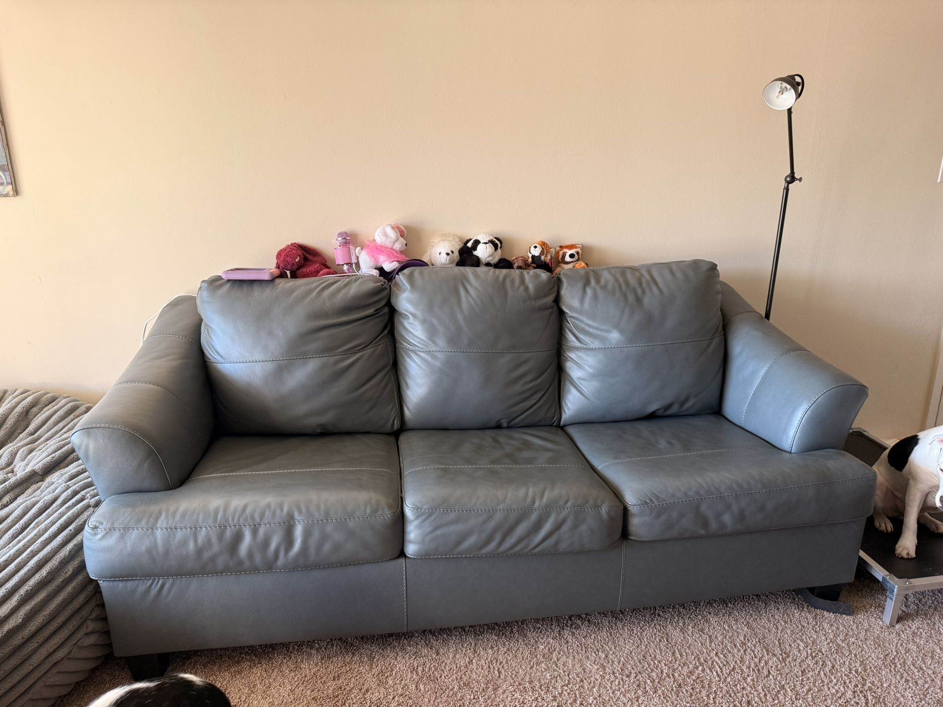 Steel Leather Couch With Queen Pull Out Bed