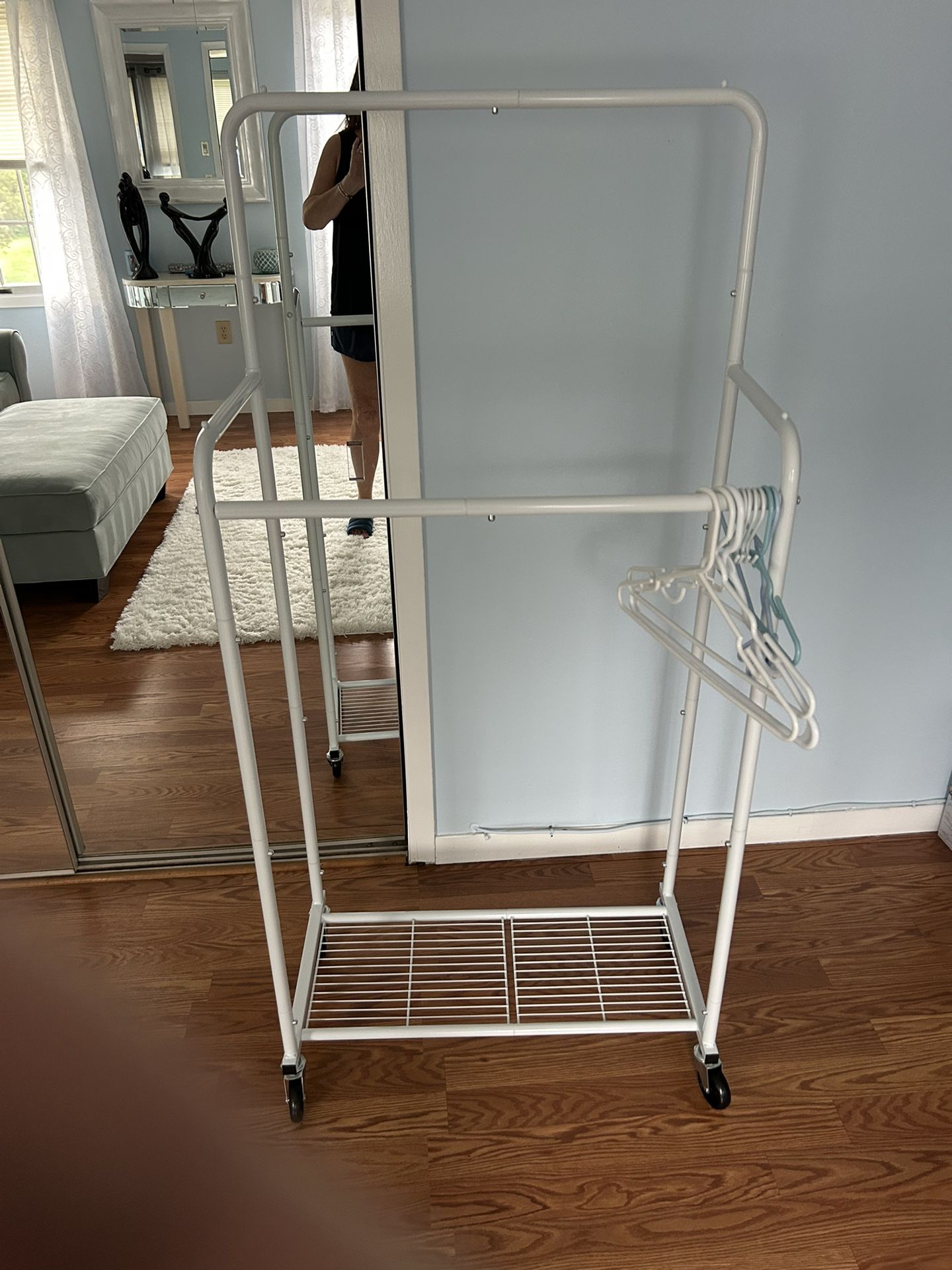 White Metal Rolling Rack