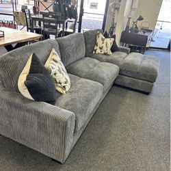 Grey Modular Sectional With Large Chaise Lounge 