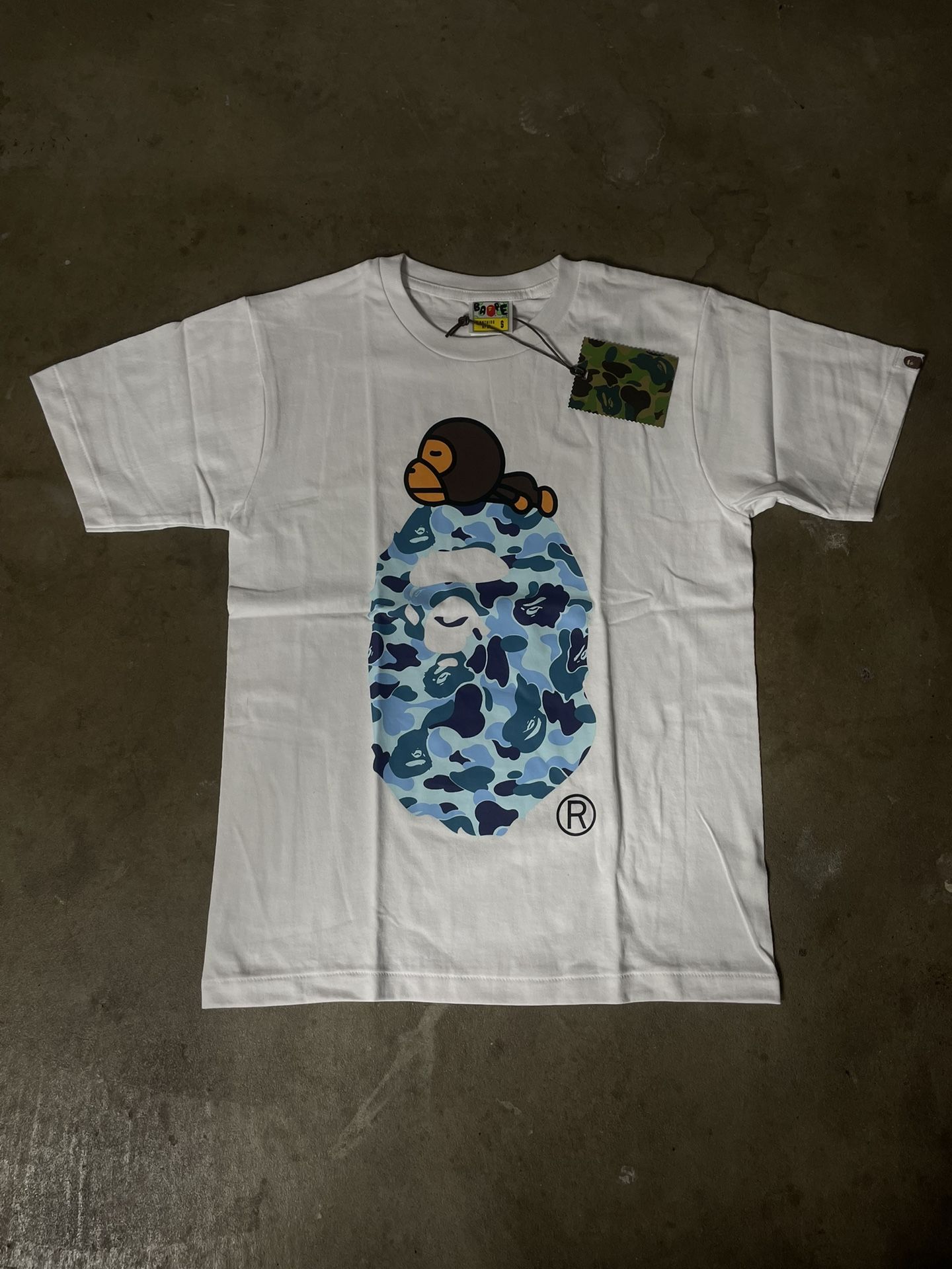 WHITE BLUE FACE BAPE TEE