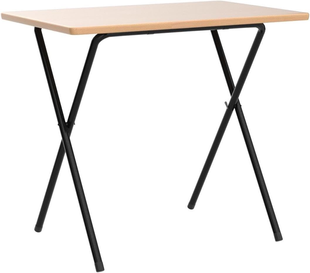 Folding TV Tray Table, 2.6-Foot TV Dinner Folding Table for Small Space Eating, Dinner Foldable Side Desk with Wooden Top and Metal Frame(1 Piece-Natu