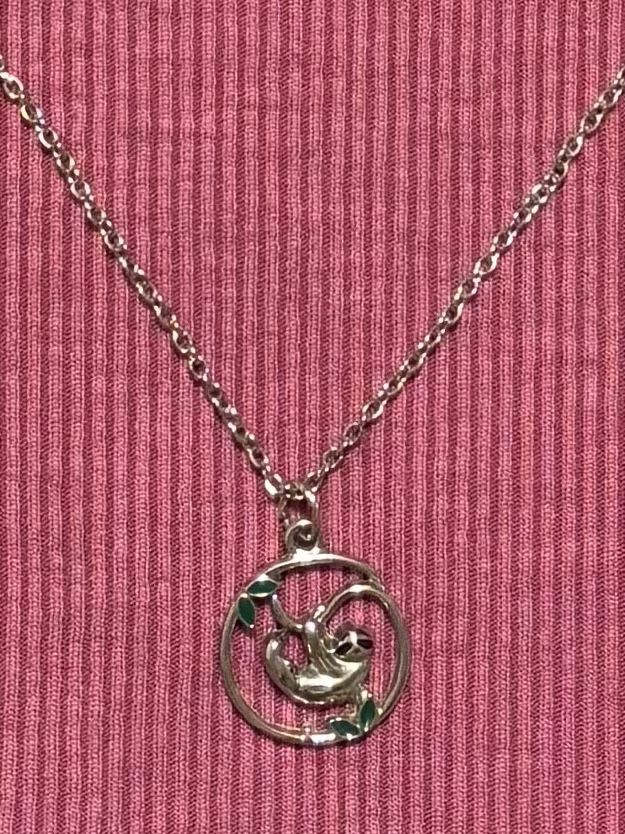 Silver Necklace Silver Sloth Charm Pendant