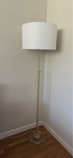 Gold Floor Lamp with White Drum Shade