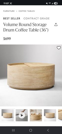 West Elm Round Storage Drum Coffee Table