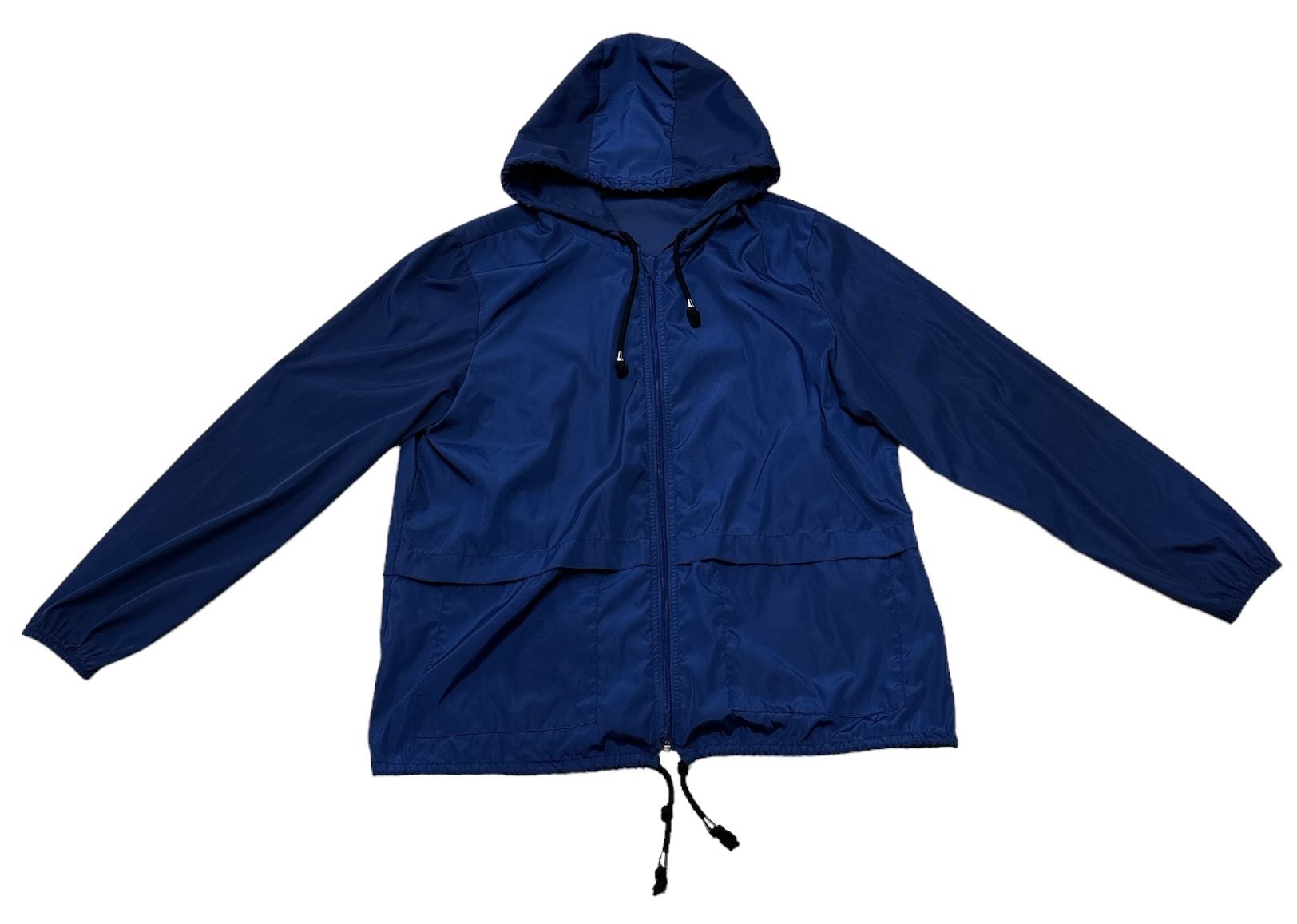 Unbranded Women’s Windbreaker Jacket Large Blue Full Zip Drawstring Activewear