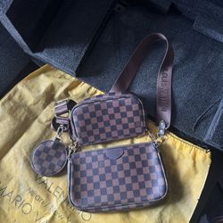 LOUIS VUITTON LV Multi Pochette Accessoires Brown Canvas Crossbody Bag