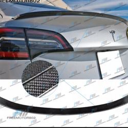 Fits 17-22 Tesla 3 IKON Style Trunk Spoiler Wing - Real Carbon Fiber