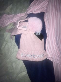 Bebe Pink Knit Beanie with Pom-Pom