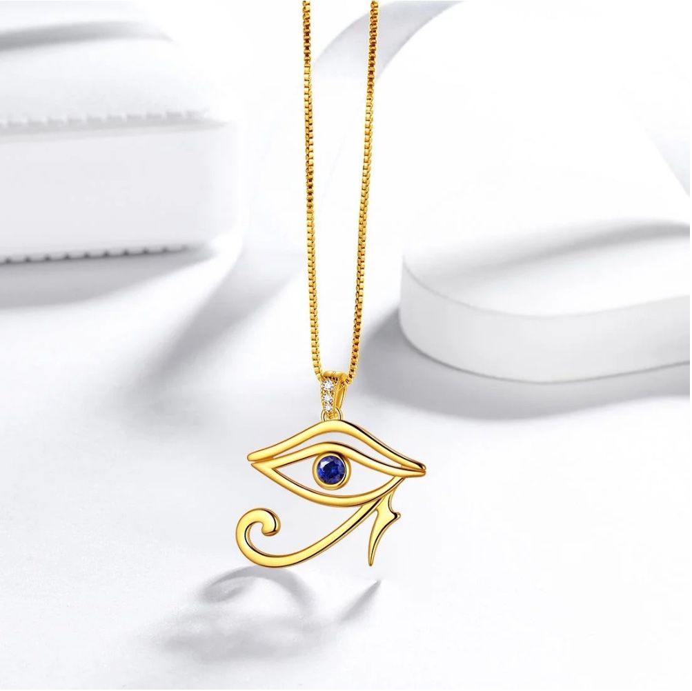 Eye of Horus Necklace – 925 Sterling Silver, 18K Gold Plated