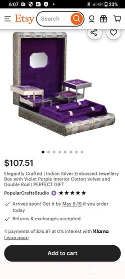 Vintage Indian Emsissed Jewellery Box