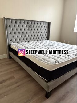 New Queen bed frame with mattress