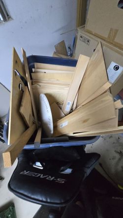 Large Tote of Laser-Cut Plywood Scraps & Craft Wood - Great for Laser Engraving, CNC, DIY Projects