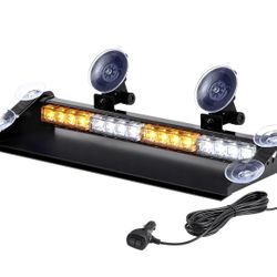 WOWTOU Aluminum Housing Amber White LED Emergency Strobe Dash Light bar 