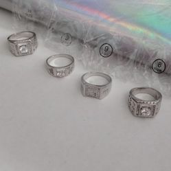 White Gold plated rings with zirconia stone/price for 1