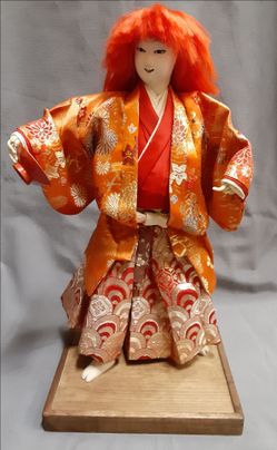 Vintage Japanese Traditional Kimono Doll on Wooden Display Base