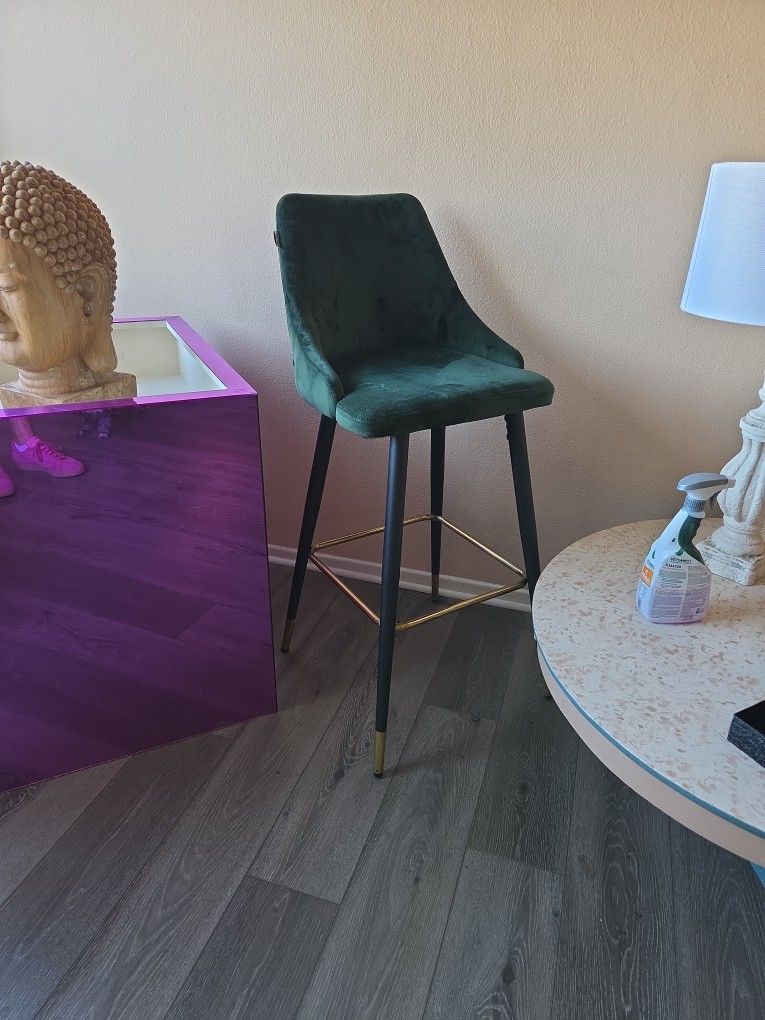 Velvet Emerald Green Bar Stools Set Of 2