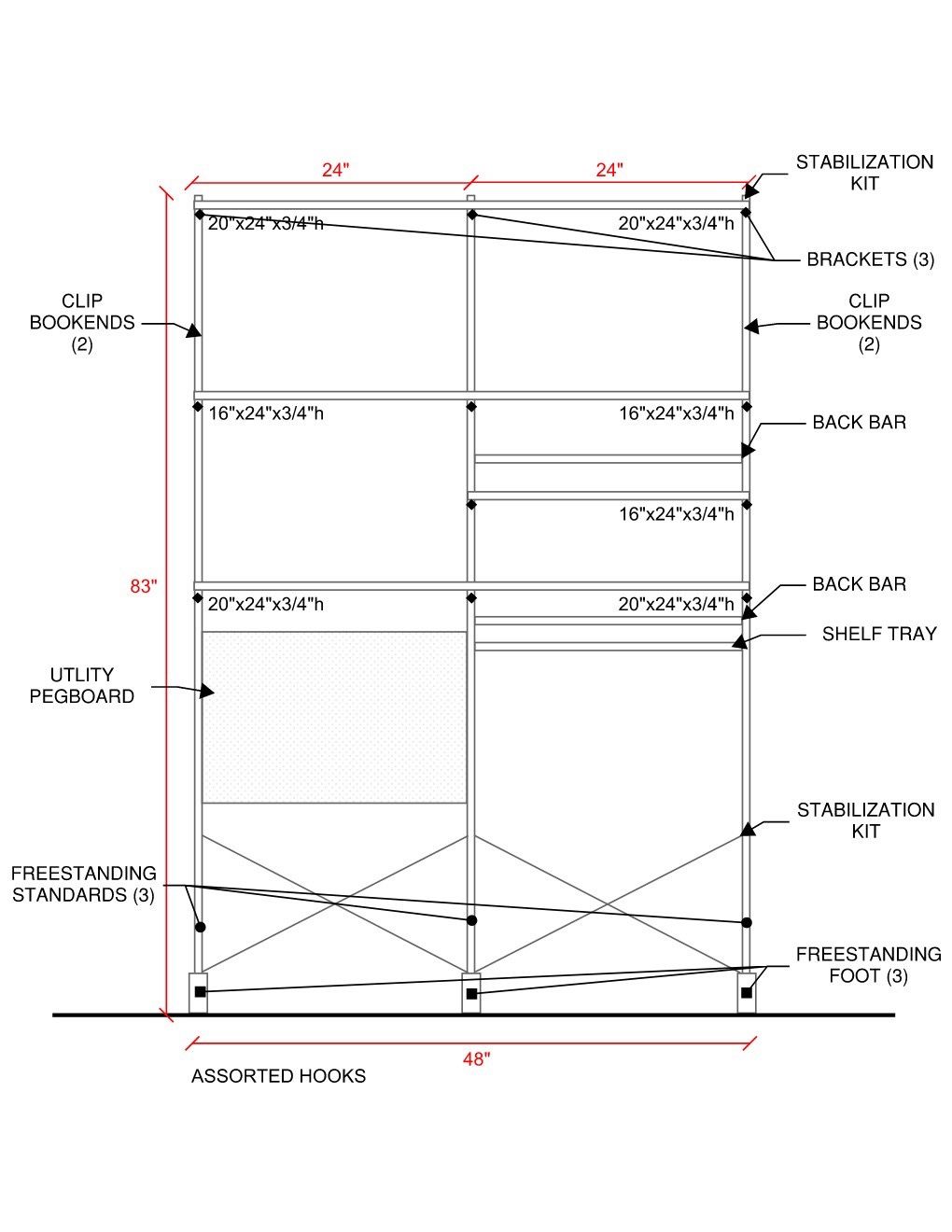 Elfa White Melamine Shelving Unit