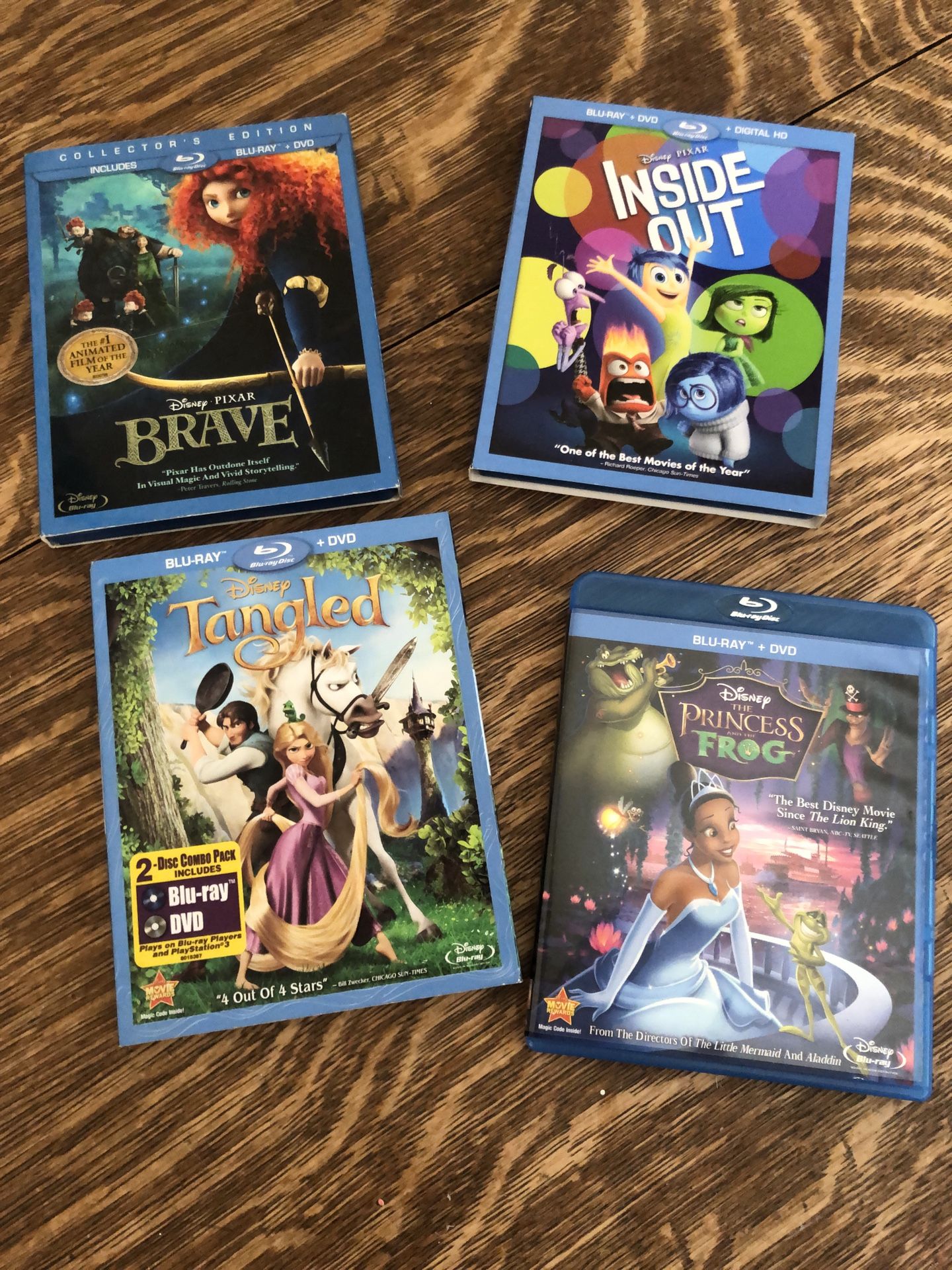 Disney movies (4) DVDs “Brave”, “Inside Out”, “ The Princess. and the Frog”, “Tangled”
