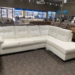 White Leather Sectional 