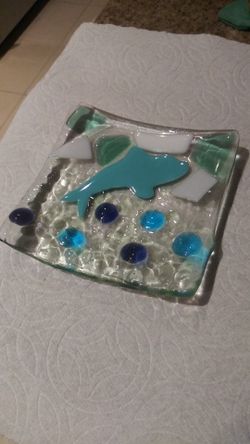 Glass dolphin jewelry or hairpin holder STILL AVAILABLE