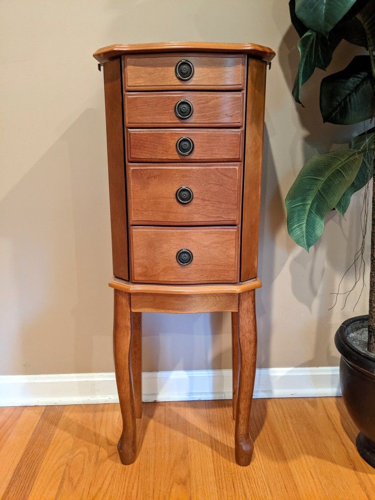 Wood Jewelry Armoire Cabinet