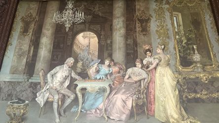 Francesco Beda The Chess Game Vintage Painting 