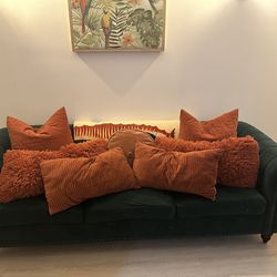 Emerald Green Velvet Sofa