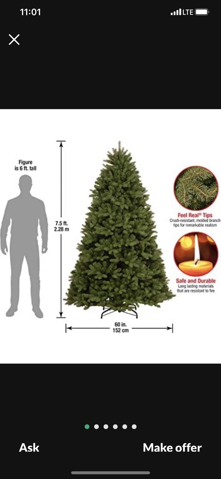 National Tree Company Artificial Christmas Tree, Newberry Spruce, Green, Includes Stand, 7.5 Feet