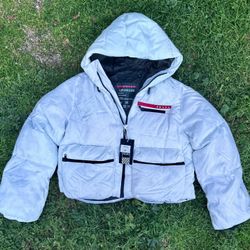 Prada Women’s Crop Top Puffer Jacket White