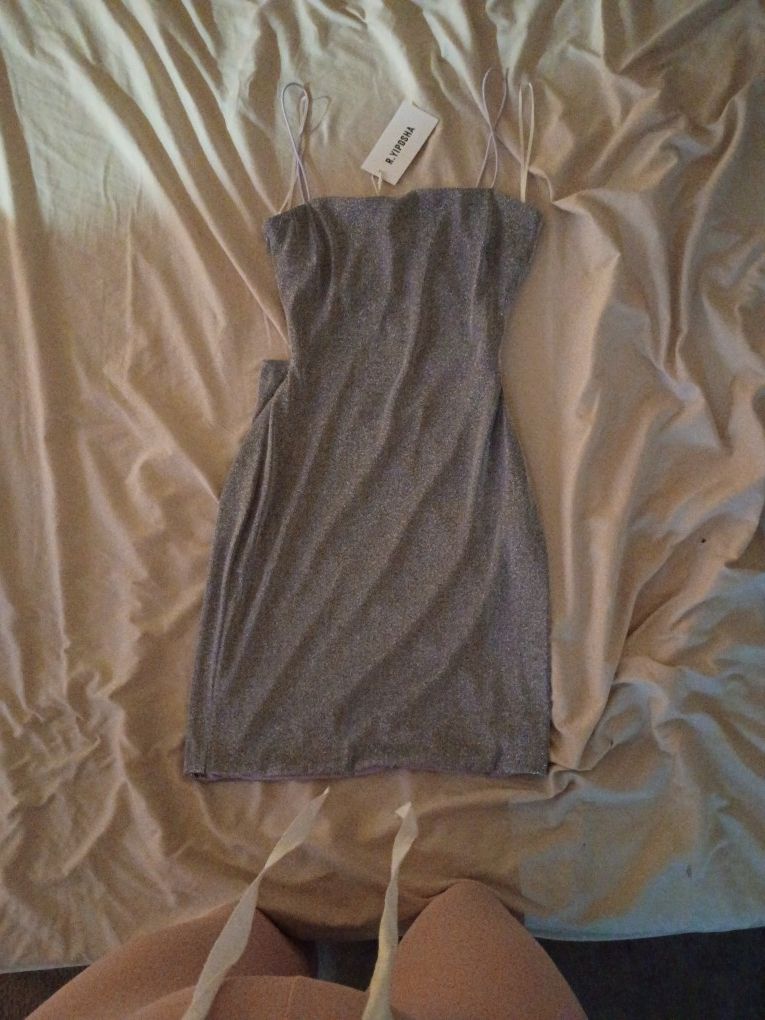 Glitter Purple Homecoming Slash Prom. Dress