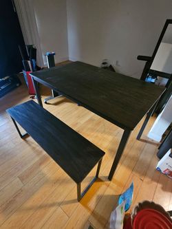 Dining table and 2 benches Black