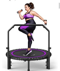 BCAN BT2 450LBS Mini Rebounder Trampoline for Adults with Bar, Fitness Trampoline with Bungees, Adjustable Handle, Stable & Quiet, Indoor Outdoor, Who