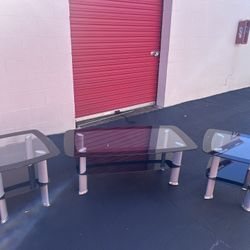 Tempered Glass Coffee Table Set 