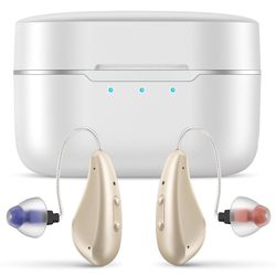 Hearing Aids for Seniors - Hearing Aids for Adults with Advanced Noise Cancellation - Easy Volume Control with Portable Charging Case