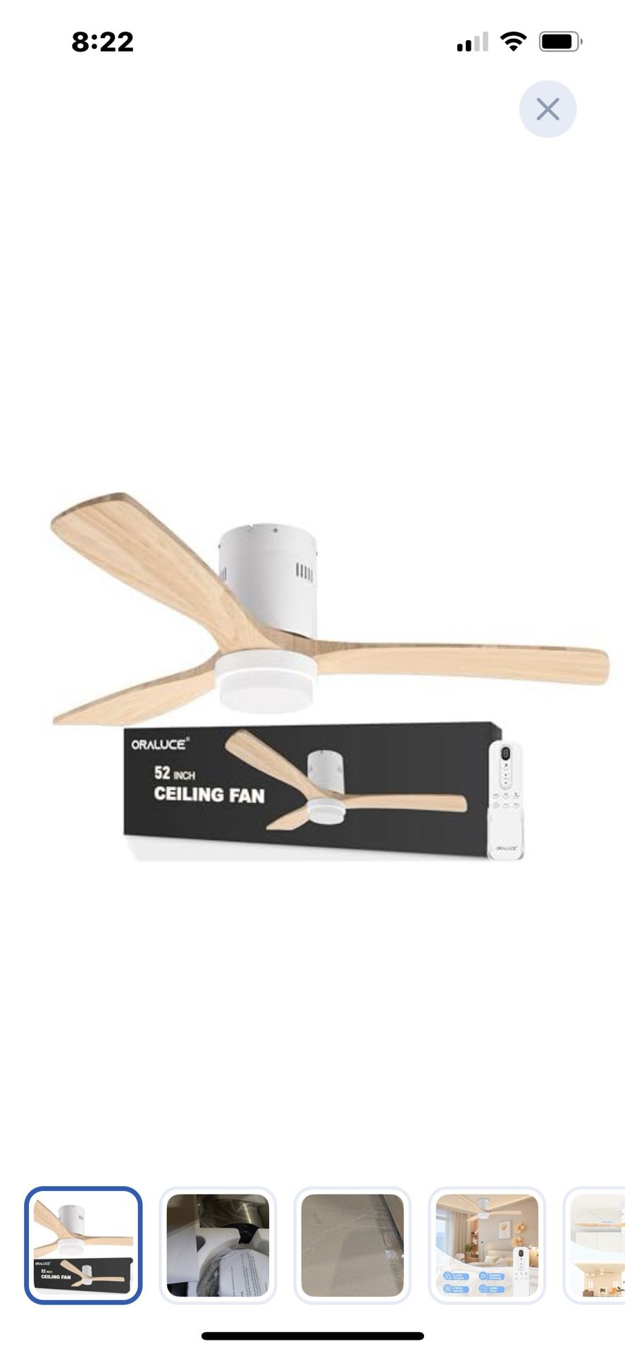 “New”52” Wood Ceiling Fan W/light& Remote”Quiet”,reversable/3 LED Colors