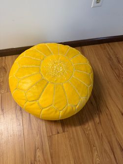 Moroccan Leather Pouf Ottoman – Handmade Boho Floor Cushion & Home Décor Accent