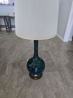 100% tested 42" Mid-Century ceramic table lamp blue and green drip glaze Blue Mountain pottery