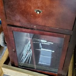 2-tier Cabinet Brown W Glass Door