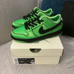 Nike Sb Dunk Low Powerpuff Girls Buttercup Green New Size 13.5C Preschool