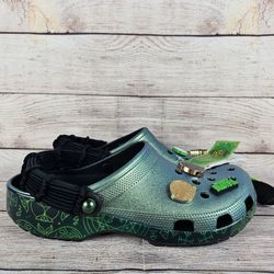 Crocs Wicked Elphaba Glow In The Dark Classic Clogs With Charms Size M12/W13 NEW