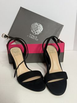 Vince Camuto black suede strappy high-heel sandals